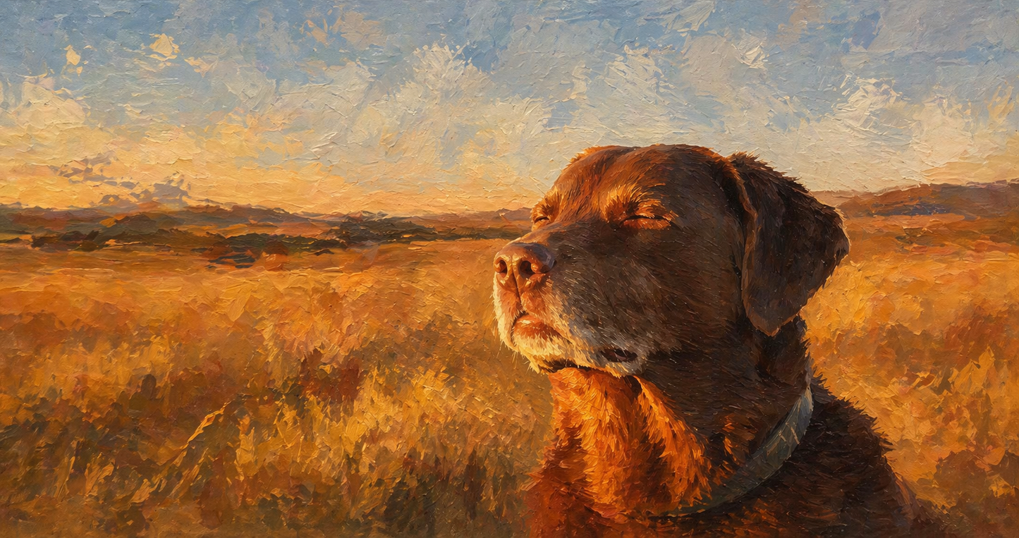 Sunset Retriever MEME T-Shirt — Dog Portrait Tee for Outdoor & Pet Lovers