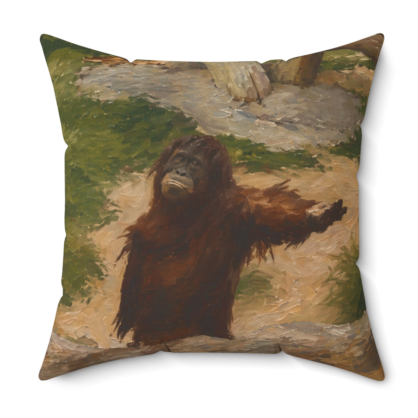 Orangutan Art Pillow — Vintage Wildlife Throw Cushion