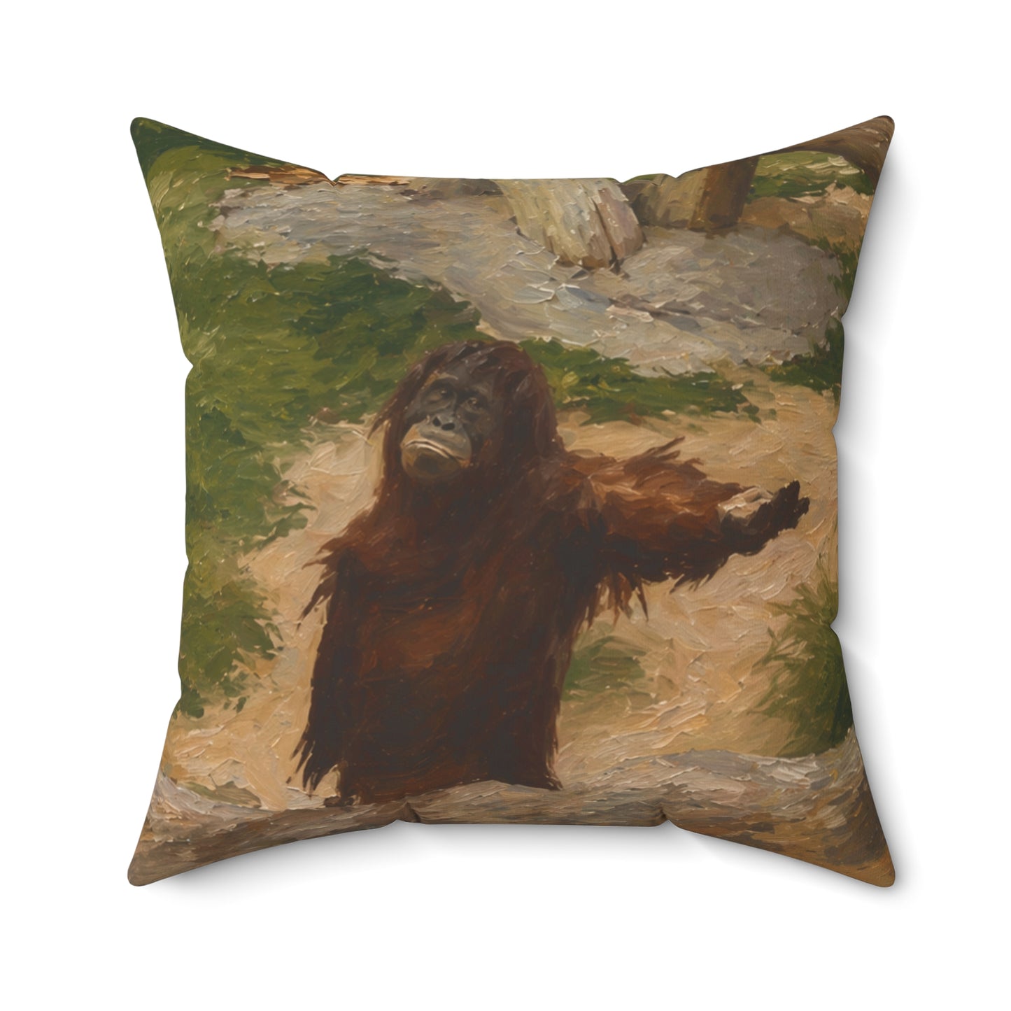 Orangutan Art Pillow — Vintage Wildlife Throw Cushion