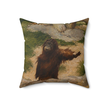 Orangutan Art Pillow — Vintage Wildlife Throw Cushion
