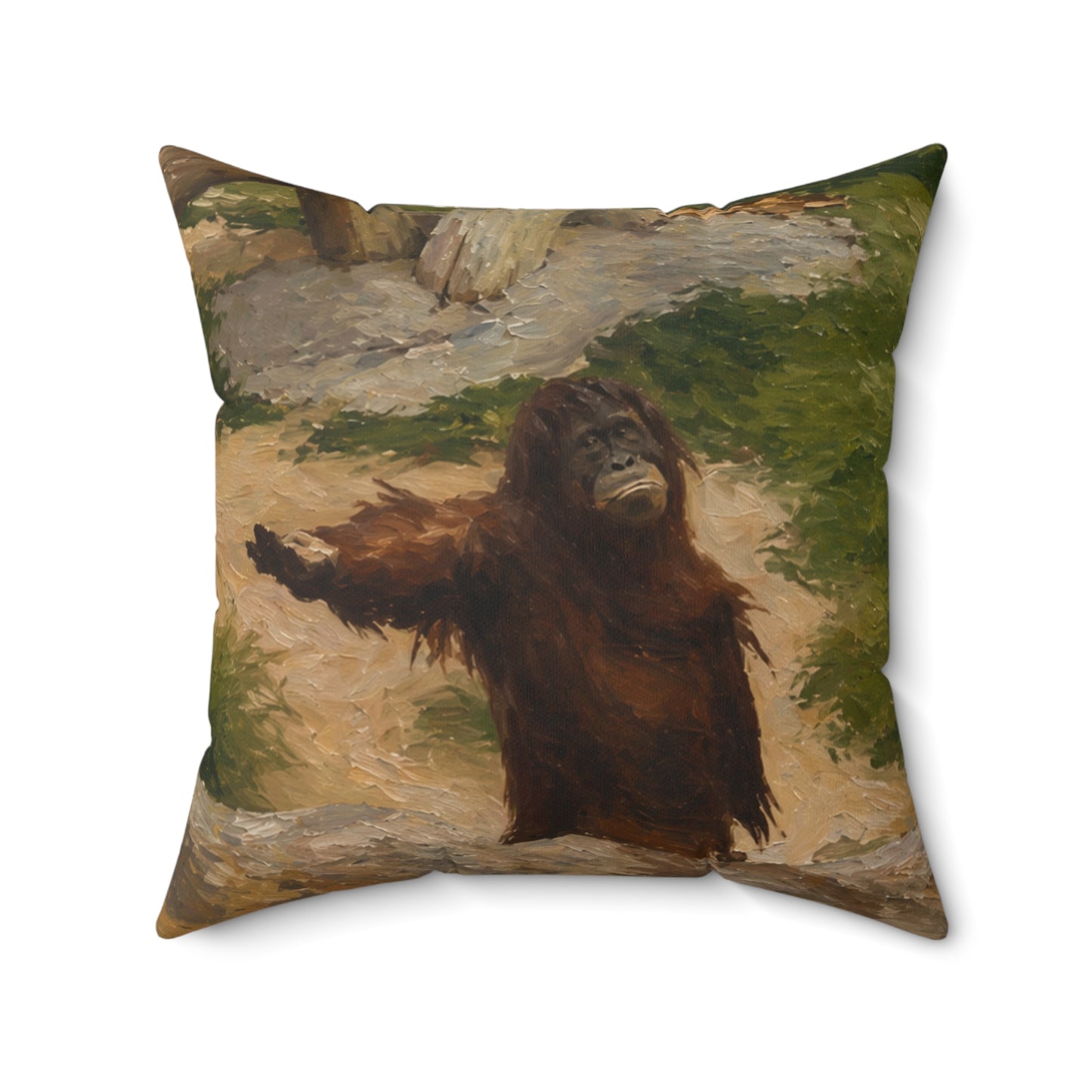 Orangutan Art Pillow — Vintage Wildlife Throw Cushion