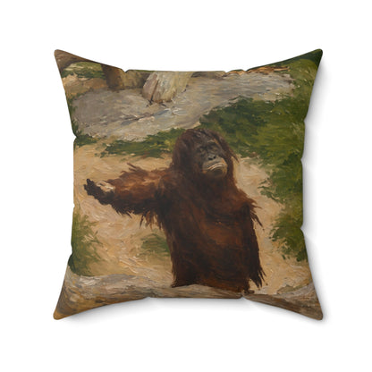 Orangutan Art Pillow — Vintage Wildlife Throw Cushion