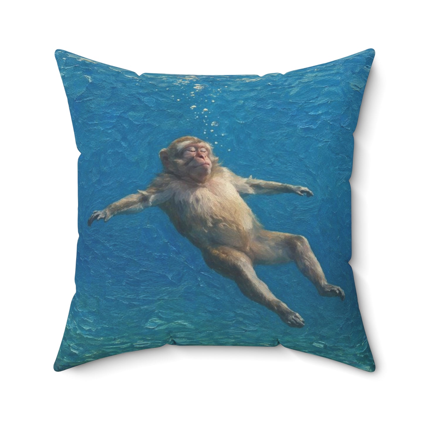 Relaxing Monkey Floating Decorative Pillow — Quirky Animal Throw Pillow