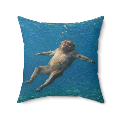 Relaxing Monkey Floating Decorative Pillow — Quirky Animal Throw Pillow