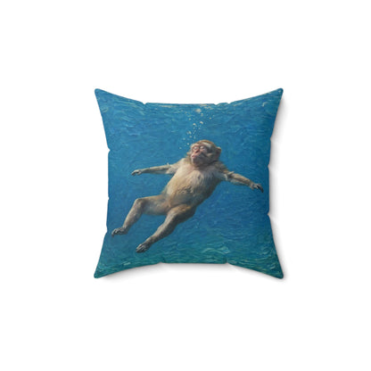 Relaxing Monkey Floating Decorative Pillow — Quirky Animal Throw Pillow