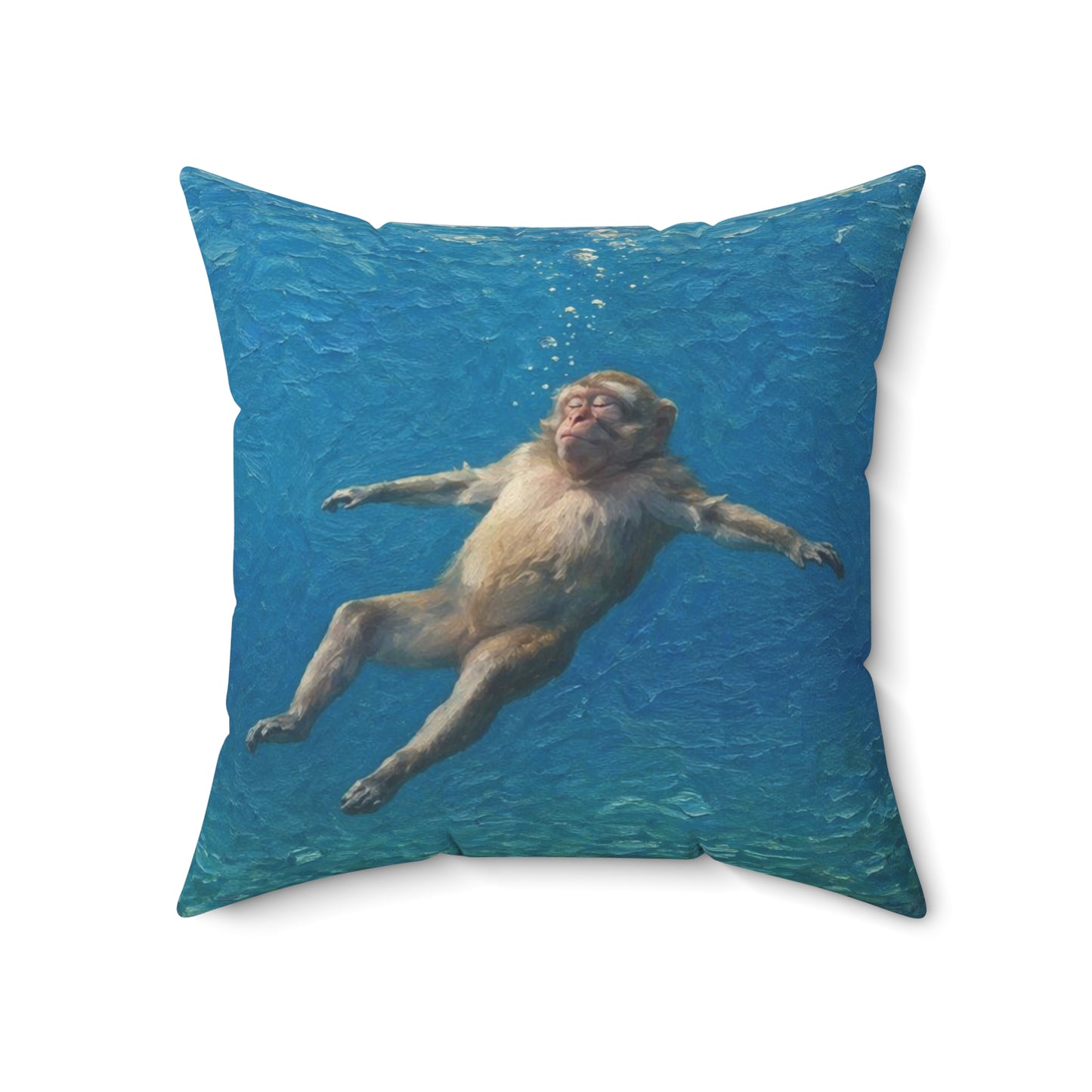 Relaxing Monkey Floating Decorative Pillow — Quirky Animal Throw Pillow