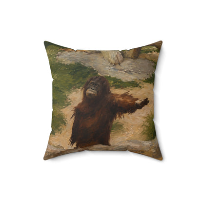 Orangutan Art Pillow — Vintage Wildlife Throw Cushion