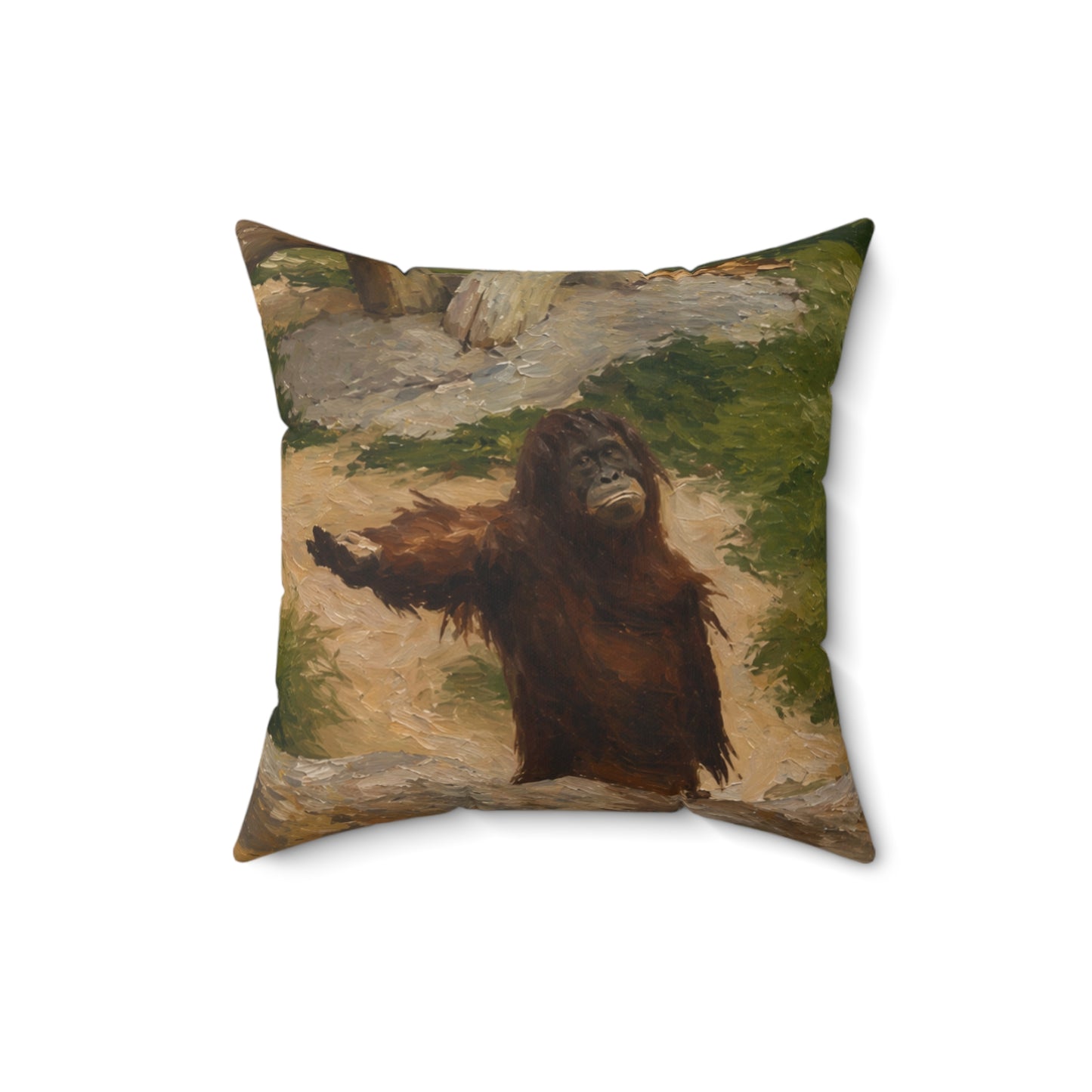 Orangutan Art Pillow — Vintage Wildlife Throw Cushion