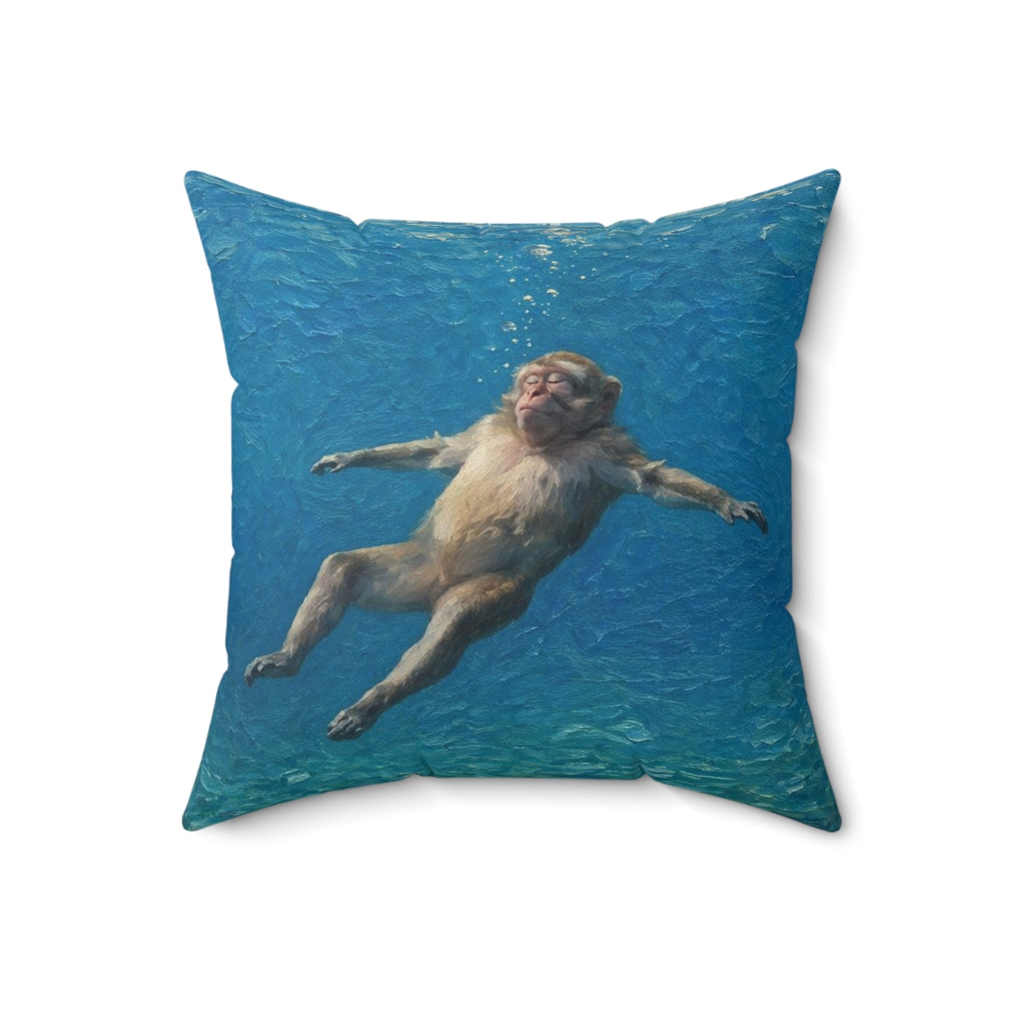 Relaxing Monkey Floating Decorative Pillow — Quirky Animal Throw Pillow