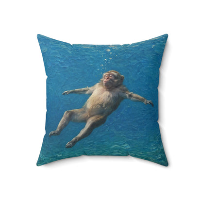 Relaxing Monkey Floating Decorative Pillow — Quirky Animal Throw Pillow
