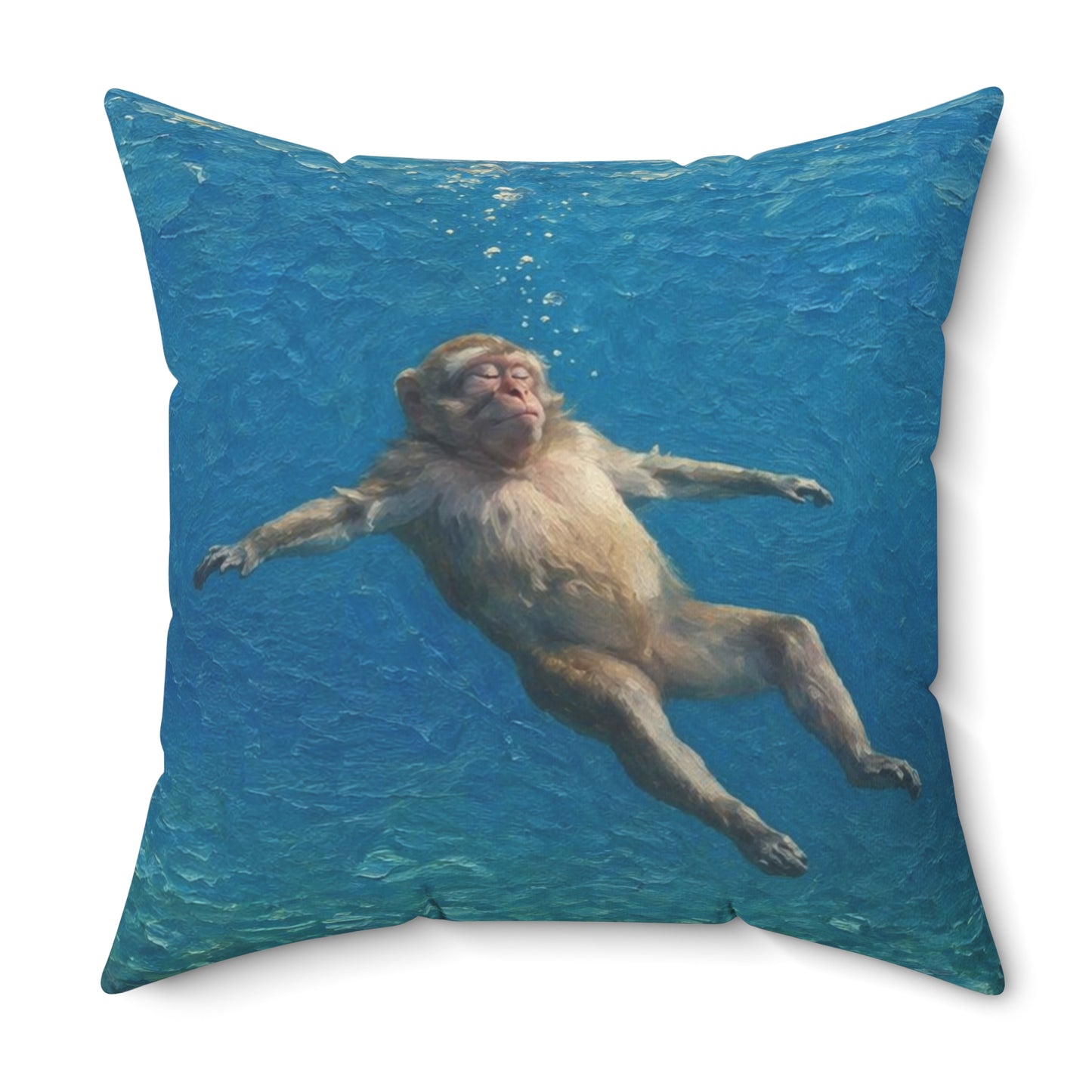 Relaxing Monkey Floating Decorative Pillow — Quirky Animal Throw Pillow