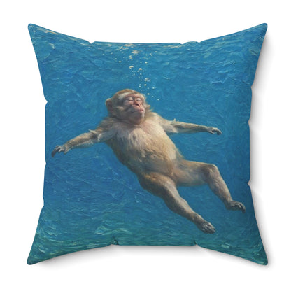 Relaxing Monkey Floating Decorative Pillow — Quirky Animal Throw Pillow