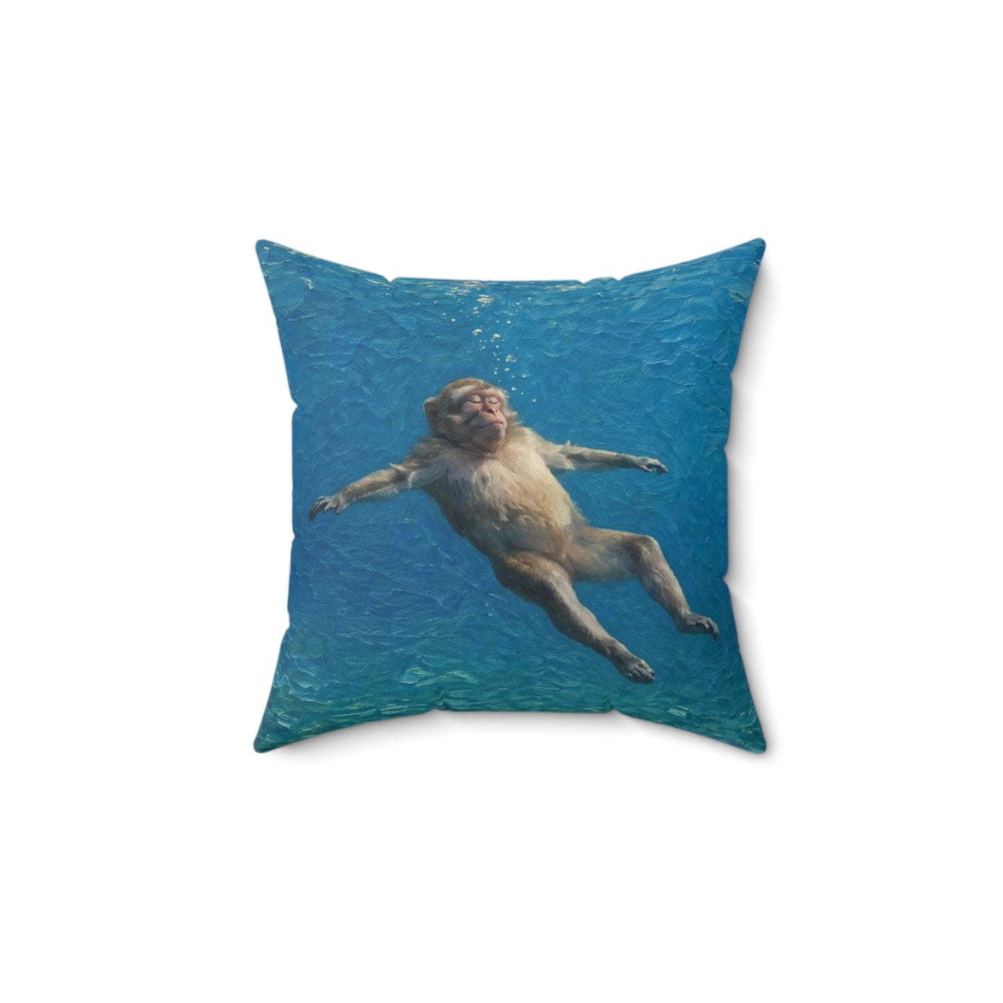 Relaxing Monkey Floating Decorative Pillow — Quirky Animal Throw Pillow