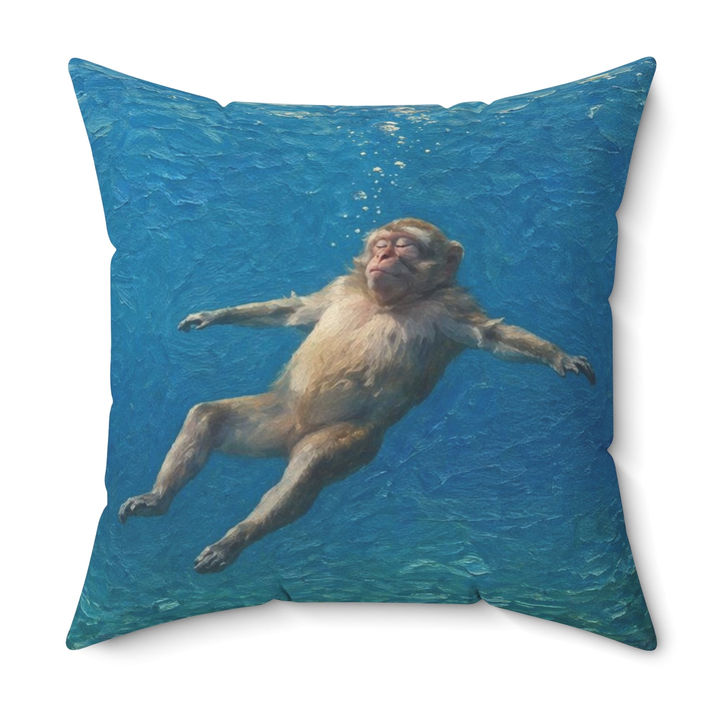 Relaxing Monkey Floating Decorative Pillow — Quirky Animal Throw Pillow