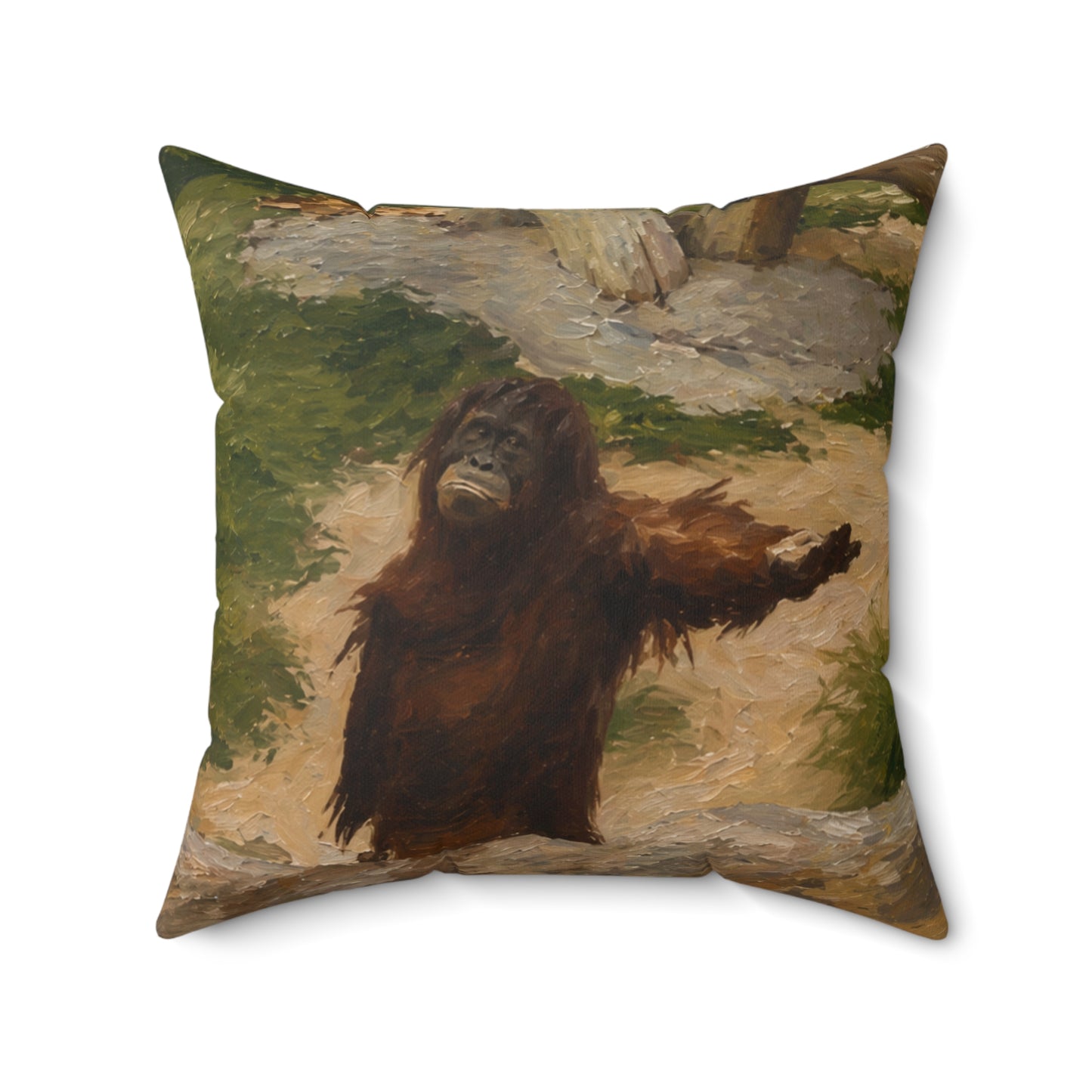 Orangutan Art Pillow — Vintage Wildlife Throw Cushion