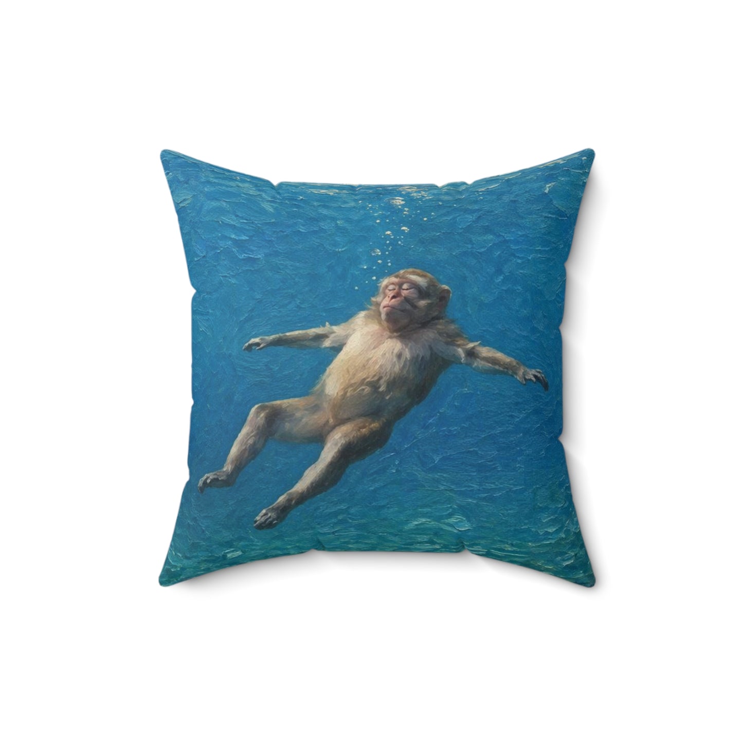 Relaxing Monkey Floating Decorative Pillow — Quirky Animal Throw Pillow