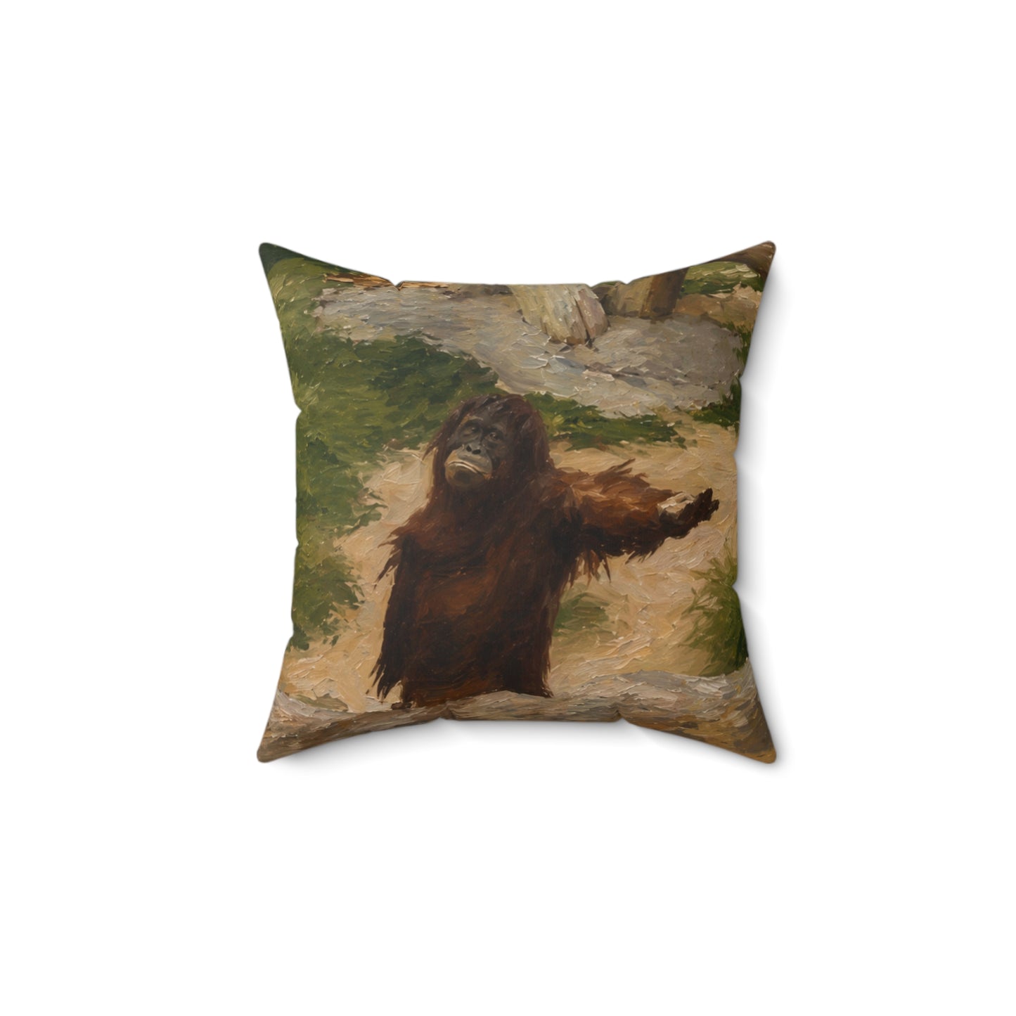 Orangutan Art Pillow — Vintage Wildlife Throw Cushion