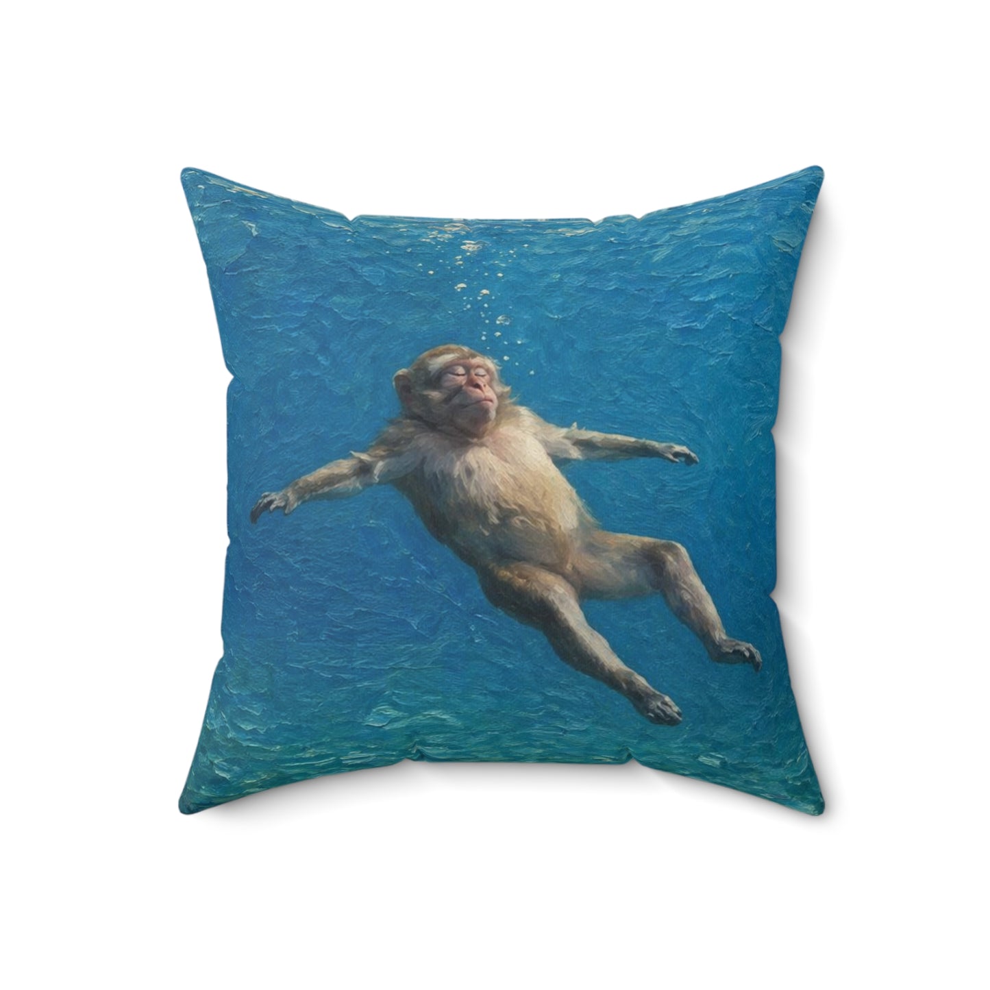 Relaxing Monkey Floating Decorative Pillow — Quirky Animal Throw Pillow