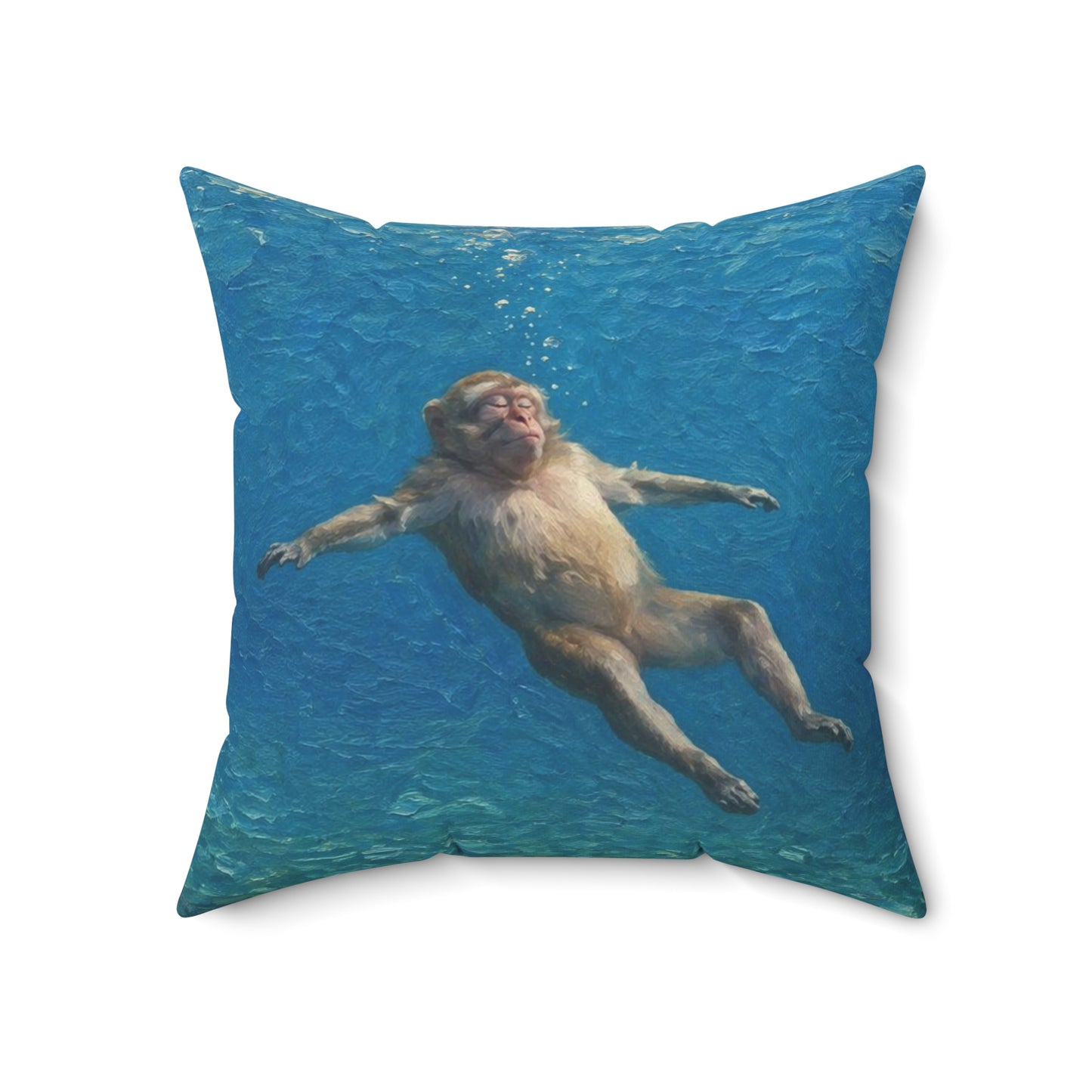 Relaxing Monkey Floating Decorative Pillow — Quirky Animal Throw Pillow