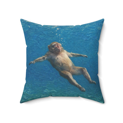 Relaxing Monkey Floating Decorative Pillow — Quirky Animal Throw Pillow