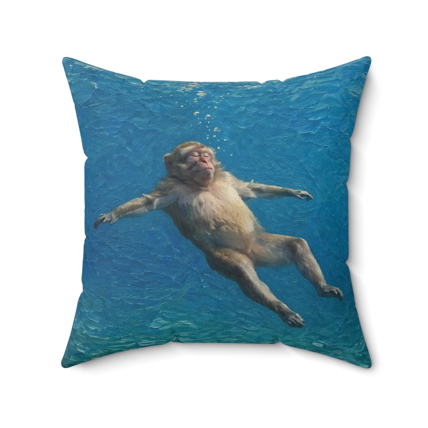 Relaxing Monkey Floating Decorative Pillow — Quirky Animal Throw Pillow