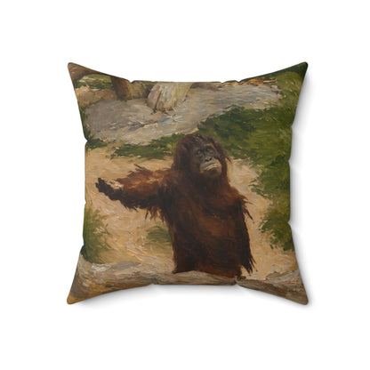 Orangutan Art Pillow — Vintage Wildlife Throw Cushion